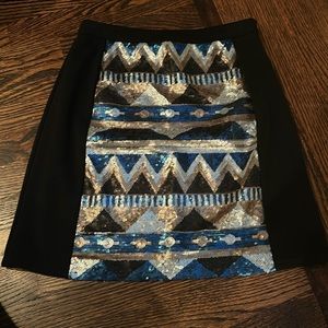 black with sequin print mini skirt